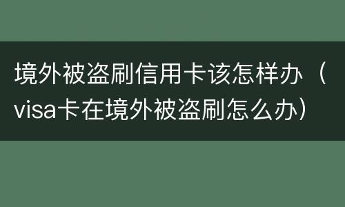 境外被盗刷信用卡该怎样办（visa卡在境外被盗刷怎么办）