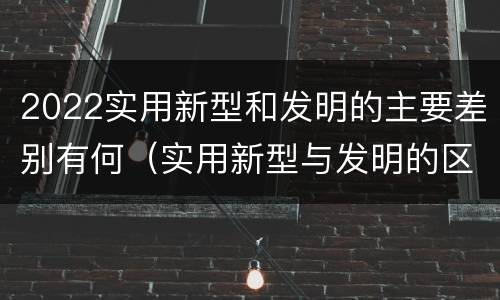 2022实用新型和发明的主要差别有何（实用新型与发明的区别有哪些）