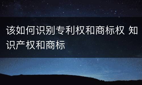 该如何识别专利权和商标权 知识产权和商标