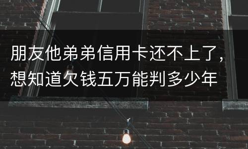 朋友他弟弟信用卡还不上了，想知道欠钱五万能判多少年