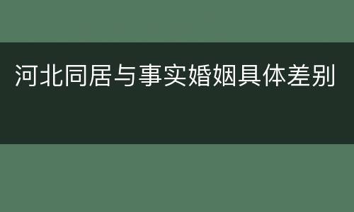 河北同居与事实婚姻具体差别