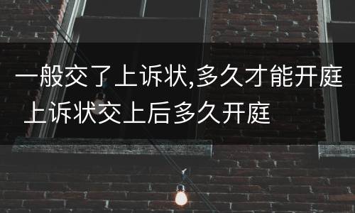 一般交了上诉状,多久才能开庭 上诉状交上后多久开庭