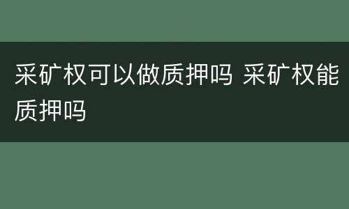 采矿权可以做质押吗 采矿权能质押吗