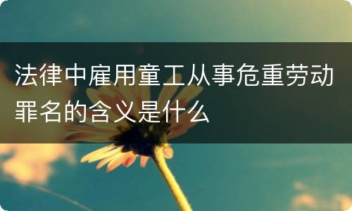 法律中雇用童工从事危重劳动罪名的含义是什么