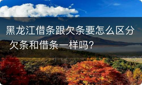 黑龙江借条跟欠条要怎么区分 欠条和借条一样吗?