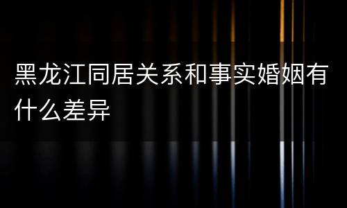 黑龙江同居关系和事实婚姻有什么差异
