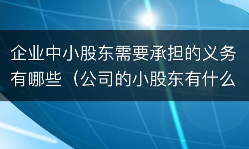 企业中小股东需要承担的义务有哪些（公司的小股东有什么权利与义务）