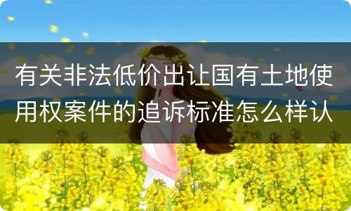 有关非法低价出让国有土地使用权案件的追诉标准怎么样认定