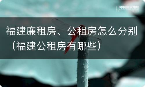 福建廉租房、公租房怎么分别（福建公租房有哪些）