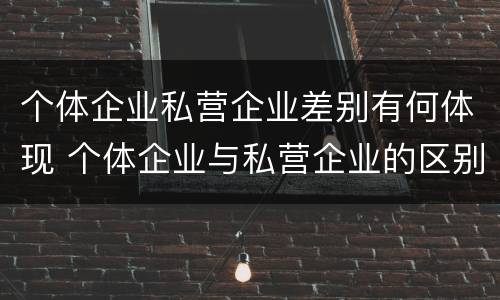 个体企业私营企业差别有何体现 个体企业与私营企业的区别
