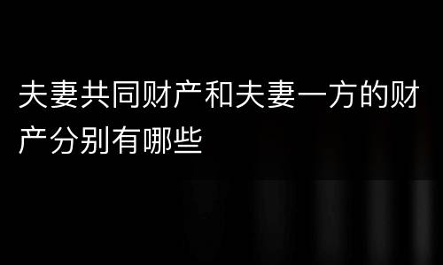夫妻共同财产和夫妻一方的财产分别有哪些