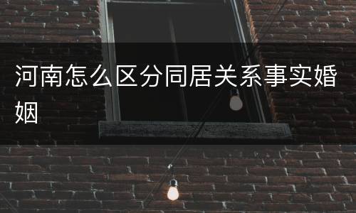 河南怎么区分同居关系事实婚姻