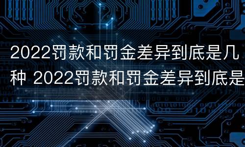 2022罚款和罚金差异到底是几种 2022罚款和罚金差异到底是几种情形