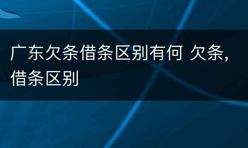 广东欠条借条区别有何 欠条,借条区别