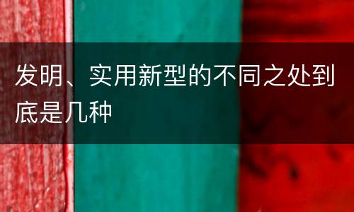 发明、实用新型的不同之处到底是几种