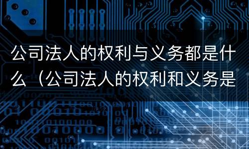 公司法人的权利与义务都是什么（公司法人的权利和义务是什么）