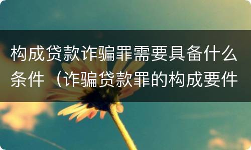 构成贷款诈骗罪需要具备什么条件（诈骗贷款罪的构成要件）
