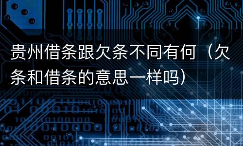 贵州借条跟欠条不同有何（欠条和借条的意思一样吗）