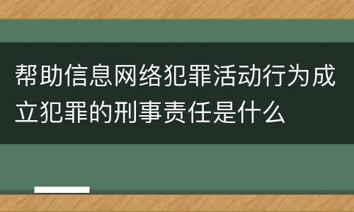 帮助信息网络犯罪活动行为成立犯罪的刑事责任是什么