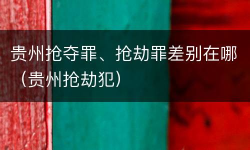 贵州抢夺罪、抢劫罪差别在哪（贵州抢劫犯）
