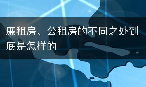 廉租房、公租房的不同之处到底是怎样的