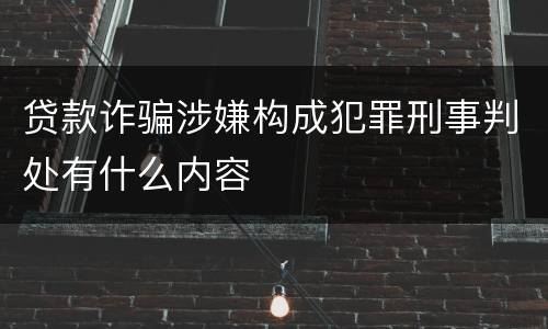 贷款诈骗涉嫌构成犯罪刑事判处有什么内容
