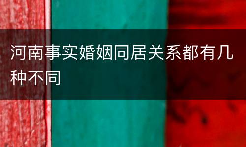河南事实婚姻同居关系都有几种不同