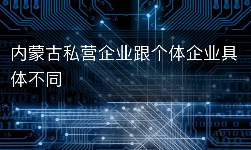内蒙古私营企业跟个体企业具体不同