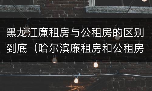 黑龙江廉租房与公租房的区别到底（哈尔滨廉租房和公租房有什么区别）