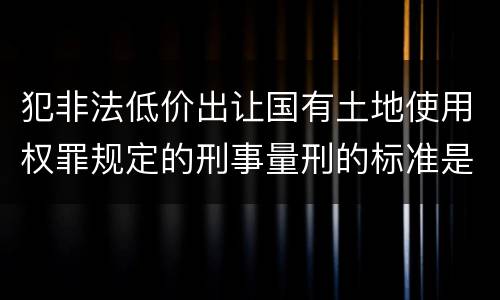 犯非法低价出让国有土地使用权罪规定的刑事量刑的标准是什么样的