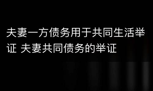 夫妻一方债务用于共同生活举证 夫妻共同债务的举证