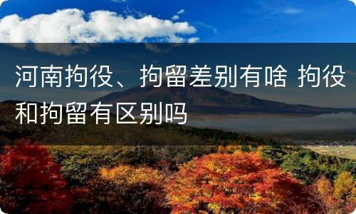 河南拘役、拘留差别有啥 拘役和拘留有区别吗