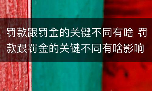 罚款跟罚金的关键不同有啥 罚款跟罚金的关键不同有啥影响