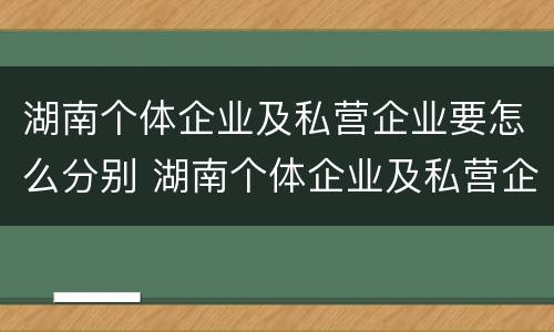 湖南个体企业及私营企业要怎么分别 湖南个体企业及私营企业要怎么分别缴税