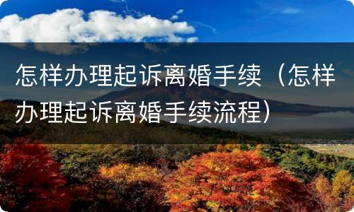 怎样办理起诉离婚手续（怎样办理起诉离婚手续流程）