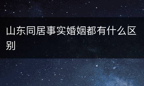 山东同居事实婚姻都有什么区别