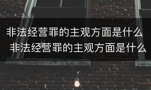 非法经营罪的主观方面是什么 非法经营罪的主观方面是什么意思