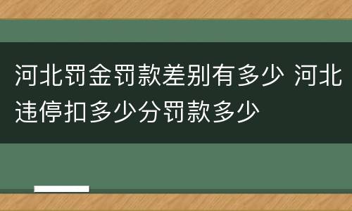 河北罚金罚款差别有多少 河北违停扣多少分罚款多少