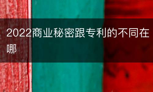 2022商业秘密跟专利的不同在哪