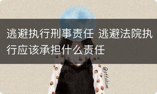 逃避执行刑事责任 逃避法院执行应该承担什么责任