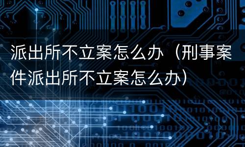 派出所不立案怎么办（刑事案件派出所不立案怎么办）