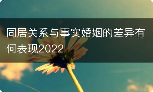 同居关系与事实婚姻的差异有何表现2022
