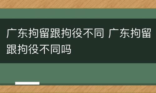 广东拘留跟拘役不同 广东拘留跟拘役不同吗