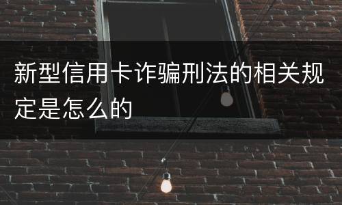 新型信用卡诈骗刑法的相关规定是怎么的