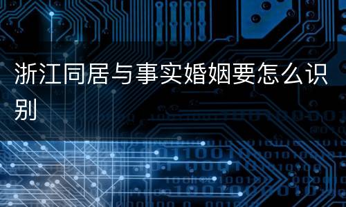 浙江同居与事实婚姻要怎么识别