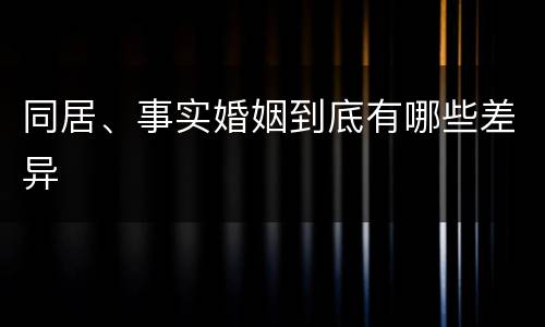 同居、事实婚姻到底有哪些差异