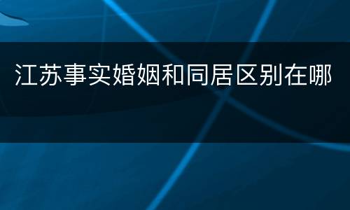 江苏事实婚姻和同居区别在哪