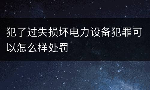 犯了过失损坏电力设备犯罪可以怎么样处罚