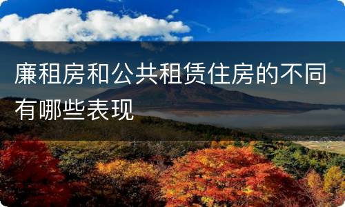 廉租房和公共租赁住房的不同有哪些表现