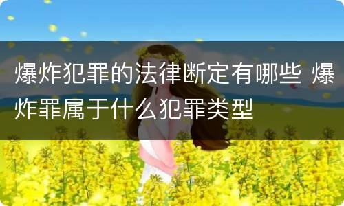 爆炸犯罪的法律断定有哪些 爆炸罪属于什么犯罪类型
